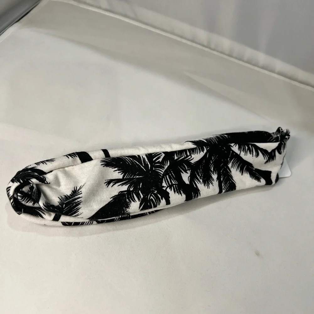 NTM Icing Cream/White & Black Palm Tree Soft Twisty Front Headband